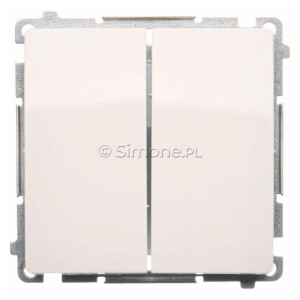 BMW5L.01/11 Łącznik podwójny z podświetleniem typu LED w kolorze niebieskim Biały Simon Basic - Widok z przodu