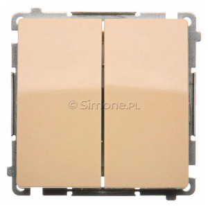 BMW5L.01/12 Łącznik podwójny z podświetleniem typu LED w kolorze niebieskim Beżowy Simon Basic - Widok z przodu