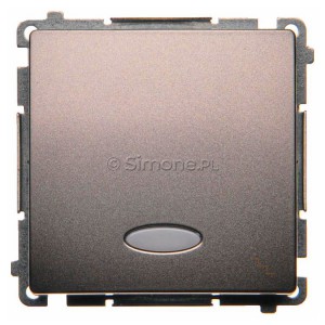 BMW6L.01/21 Łącznik schodowy z podświetleniem typu LED w kolorze niebieskim Inox Met. Simon Basic - Widok z przodu