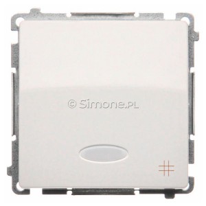 BMW7L.01/11 Łącznik krzyżowy z podświetleniem typu LED w kolorze niebieskim Biały Simon Basic - Widok z przodu