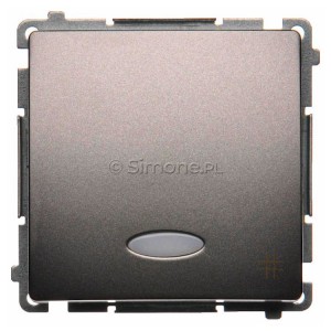 BMW7L.01/21 Łącznik krzyżowy z podświetleniem typu LED w kolorze niebieskim Inox Met. Simon Basic - Widok z przodu