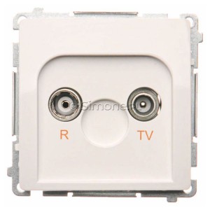 BMZAP10/1.01/11 Gniazdo antenowe RTV przelotowe 10dB Biały Simon Basic - Widok z przodu