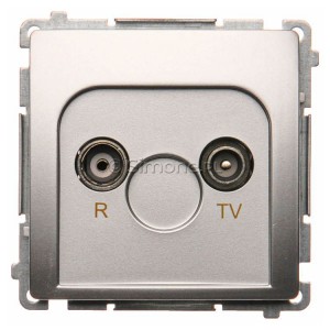 BMZAP10/1.01/43 Gniazdo antenowe RTV przelotowe 10dB Srebrny Mat. Simon Basic - Widok z przodu