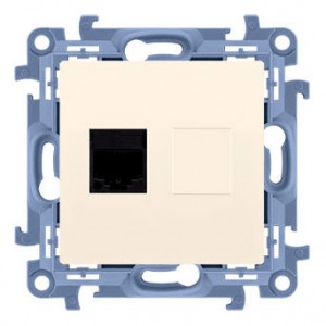 C51.01/41 Gniazdo komputerowe pojedyncze RJ45 kat. 5 Kremowy Simon 10 - Widok z przodu