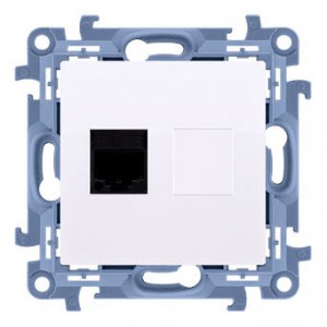 C61.01/11 Gniazdo komputerowe pojedyncze RJ45 kat. 6 Biały Simon 10 - Widok z przodu