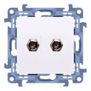 CASF2.01/11 Gniazdo antenowe SAT podwójne Biały Simon 10 - Widok z przodu