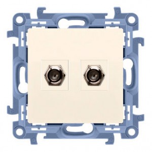 CASF2.01/41 Gniazdo antenowe SAT podwójne Kremowy Simon 10 - Widok z przodu
