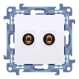 CGL2.01/11 Gniazdo głosnikowe pojedyncze Biały Simon 10 - Widok z przodu