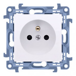 CGZ1Z.01/11 Gniazdo wtyczkowe pojedyncze z uziemieniem i przesłonami torów prądowych 16A Biały Simon 10 - Widok z przodu