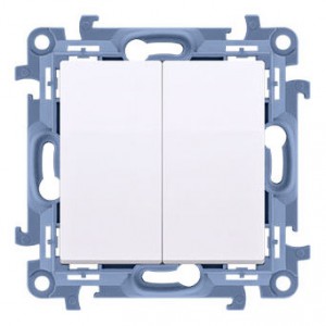 CW5BL.01/11 Łącznik podwójny z podświetleniem LED do wersji IP44 10A Biały Simon 10 - Widok z przodu