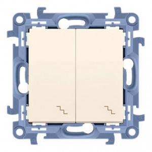 CW6/2.01/41 Łącznik schodowy podwójny 10A Kremowy Simon 10 - Widok z przodu
