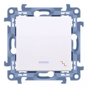 CW6L.01/11 Łącznik schodowy z podświetleniem LED 10A Biały Simon 10 - Widok z przodu