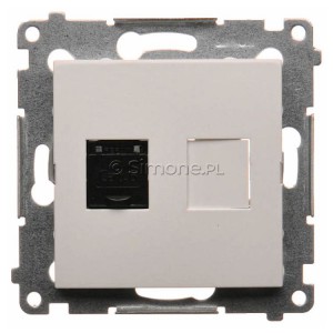 D61.01/11 Gniazdo komputerowe pojedyncze RJ45 kat. 6 z przesłoną przeciwkurzową Biały Simon 54 - Widok z przodu