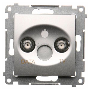 DAD1.01/43 Gniazdo TV-DATA (pod internet kablowy) Srebrny Mat Simon 54 - Widok z przodu