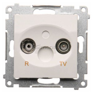 DAK.01/11 Gniazdo antenowe R-TV końcowe separowane Biały Simon 54 - Widok z przodu
