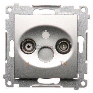 DAK.01/43 Gniazdo antenowe R-TV końcowe separowane Srebrny Mat Simon 54 - Widok z przodu