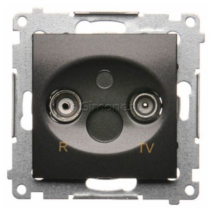 DAK.01/48 Gniazdo antenowe R-TV końcowe separowane Antracyt Simon 54 - Widok z przodu