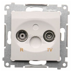 DAP10.01/11 Gniazdo antenowe R-TV przelotowe 10dB Biały Simon 54 - Widok z przodu