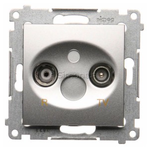 DAP10.01/43 Gniazdo antenowe R-TV przelotowe 10dB Srebrny Mat Simon 54 - Widok z przodu