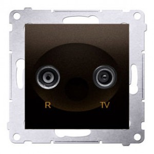 DAP10.01/46 Gniazdo antenowe R-TV przelotowe 10dB Brąz Mat Simon 54 - Widok z przodu