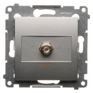 DASF1.01/43 Gniazdo antenowe SAT typu F pojedyncze Srebrny Mat Simon 54 - Widok z przodu