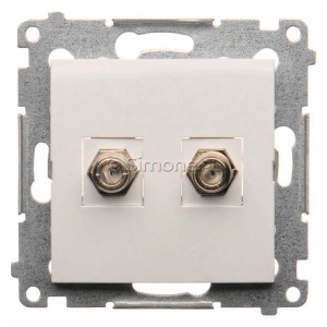 DASF2.01/11 Gniazdo antenowe SAT typu F podwójne Biały Simon 54 - Widok z przodu