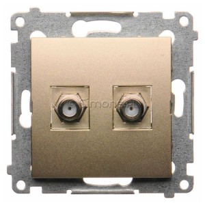 DASF2.01/44 Gniazdo antenowe SAT typu F podwójne Złoty Mat Simon 54 - Widok z przodu