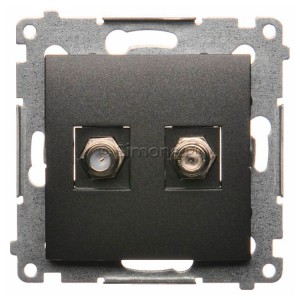 DASF2.01/48 Gniazdo antenowe SAT typu F podwójne Antracyt Simon 54 - Widok z przodu