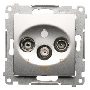 DASK.01/43 Gniazdo antenowe R-TV-SAT końcowe/zakończeniowe Srebrny Mat Simon 54 - Widok z przodu