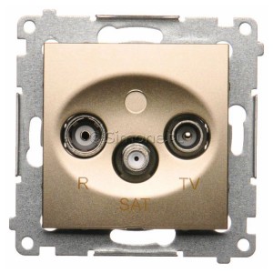 DASK.01/44 Gniazdo antenowe R-TV-SAT końcowe/zakończeniowe Złoty Mat Simon 54 - Widok z przodu