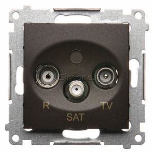 DASK.01/46 Gniazdo antenowe R-TV-SAT końcowe/zakończeniowe Brąz Mat Simon 54 - Widok z przodu