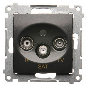 DASK.01/48 Gniazdo antenowe R-TV-SAT końcowe/zakończeniowe Antracyt Simon 54 - Widok z przodu