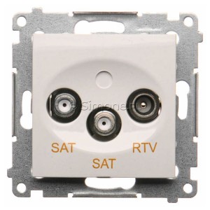 DASK2.01/11 Gniazdo antenowe RTV-SAT-SAT satelitarne podwójne Biały Simon 54 - Widok z przodu