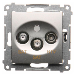 DASK2.01/43 Gniazdo antenowe RTV-SAT-SAT satelitarne podwójne Srebrny Mat Simon 54 - Widok z przodu