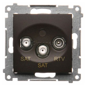 DASK2.01/46 Gniazdo antenowe RTV-SAT-SAT satelitarne podwójne Brąz Mat Simon 54 - Widok z przodu