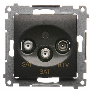 DASK2.01/48 Gniazdo antenowe RTV-SAT-SAT satelitarne podwójne Antracyt Simon 54 - Widok z przodu