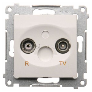 DAZ.01/11 Gniazdo antenowe R-TV zakończeniowe do gniazd przelotowych Biały Simon 54 - Widok z przodu