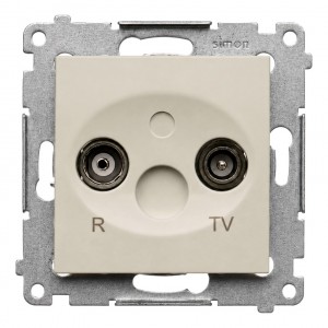 DAZ.01/42 Gniazdo antenowe R-TV zakończeniowe do gniazd przelotowych Kaszmirowy Simon 54 - Widok z przodu