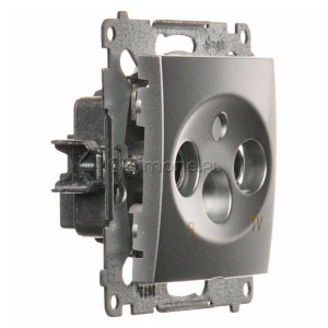 DAZ.01/43 Gniazdo antenowe R-TV zakończeniowe do gniazd przelotowych Srebrny Mat Simon 54 - Widok z przodu