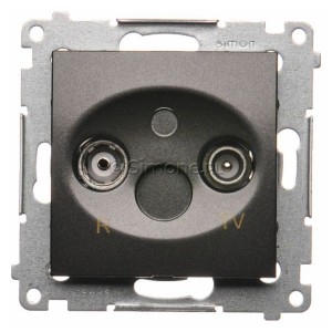 DAZ.01/48 Gniazdo antenowe R-TV zakończeniowe do gniazd przelotowych Antracyt Simon 54 - Widok z przodu