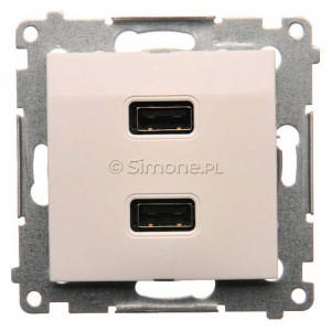 DC2USB.01/11 Ładowarka 2x USB Typ A 10W 2.1A 5V Biały Simon 54 - Widok z przodu