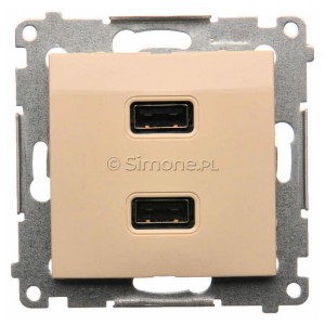 DC2USB.01/41 Ładowarka 2x USB Typ A 10W 2.1A 5V Kremowy Simon 54 - Widok z przodu