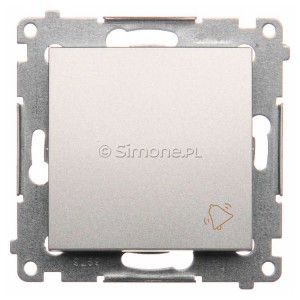DD1.01/43 Przycisk dzwonkowy 10A Srebrny Mat Simon 54 - Widok z przodu