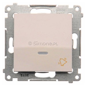 DD1AL.01/11 Przycisk dzwonkowy z podświetleniem typu LED w kolorze niebieskim 16A Biały Simon 54 - Widok z przodu