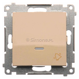 DD1L.01/41 Przycisk dzwonkowy z podświetleniem typu LED w kolorze niebieskim 10A Kremowy Simon 54 - Widok z przodu