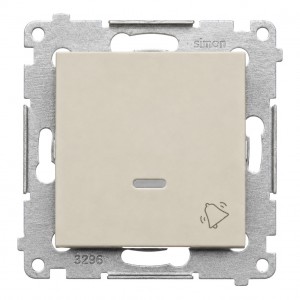 DD1L.01/42 Przycisk dzwonkowy z podświetleniem typu LED w kolorze niebieskim 10A Kaszmirowy Simon 54 - Widok z przodu