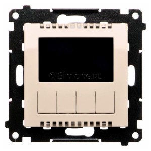 Termostat elektroniczny z programatorem tygodniowym, wyświetlaczem LCD i wewnętrznym czujnikiem temperatury Kremowy Simon 54 - Widok z przodu