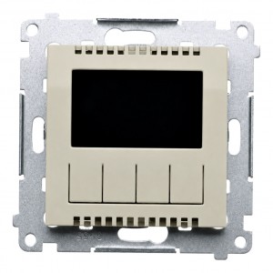 DETD1A.01/42 Termostat elektroniczny z programatorem tygodniowym, wyświetlaczem LCD i wewnętrznym czujnikiem temperatury Kaszmirowy Simon 54 - Widok z przodu