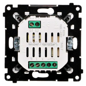 Termostat elektroniczny z programatorem tygodniowym, wyświetlaczem LCD i wewnętrznym czujnikiem temperatury Srebrny Mat Simon 54 - Widok z tyłu)