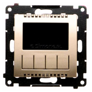 Termostat elektroniczny z programatorem tygodniowym, wyświetlaczem LCD i wewnętrznym czujnikiem temperatury Złoty Mat Simon 54 - Widok z przodu